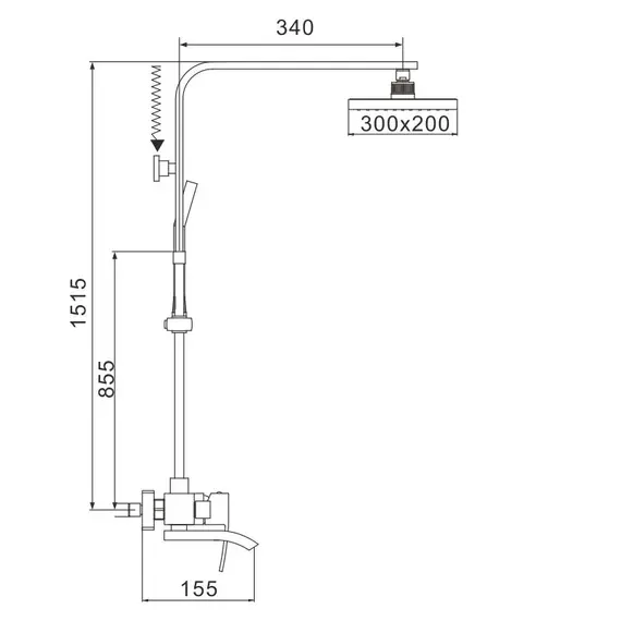 Душевая стойка со смесителем Rose R1556F, изображение 2