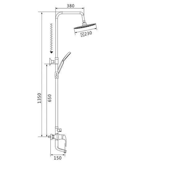 Душевая стойка со смесителем Shevanik S9836H, изображение 2