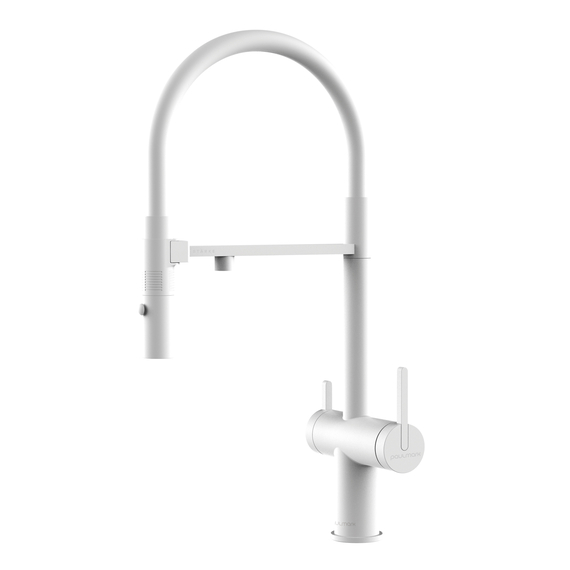Смеситель для кухни Paulmark Starke Gravity Gr213888-WH под фильтр с гибким изливом белый полностью