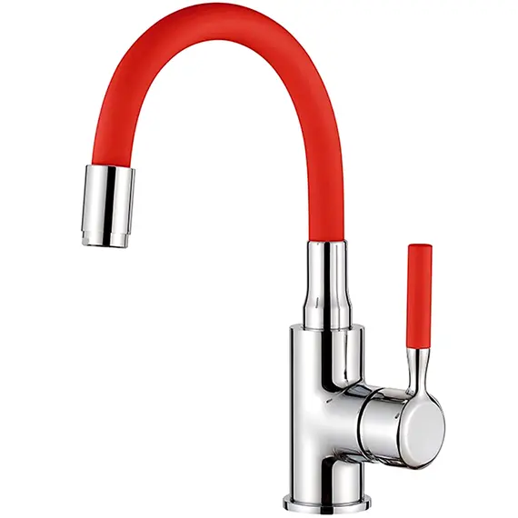 Смеситель для умывальника с гибким изливом R L1399-1 красный