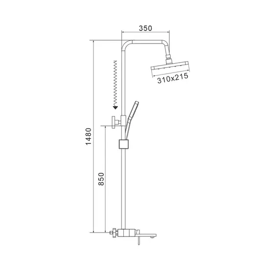Душевая стойка со смесителем Shevanik S6836H, изображение 2