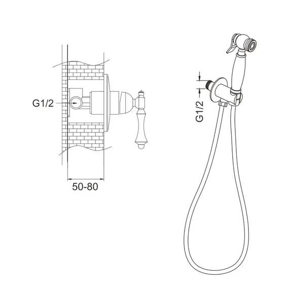 Смеситель с гигиеническим душем Rose R0105Q, изображение 3