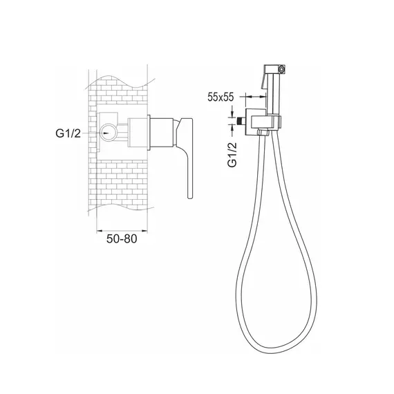 Смеситель с гигиеническим душем Rose R1005H, изображение 2