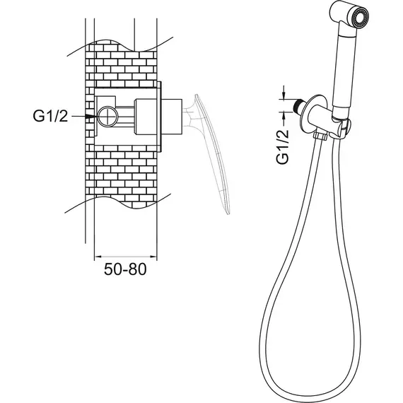 Смеситель с гигиеническим душем Rose R1105H, изображение 2