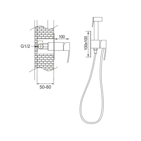 Смеситель с гигиеническим душем Rose R1505F, изображение 3