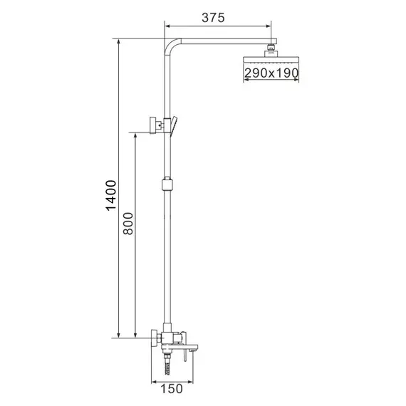 Душевая стойка со смесителем Rose R2836H, изображение 2