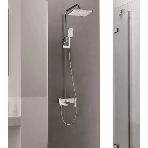 Душевая стойка со смесителем Shevanik S9036F с лейкой и тропическим душем, изображение 2