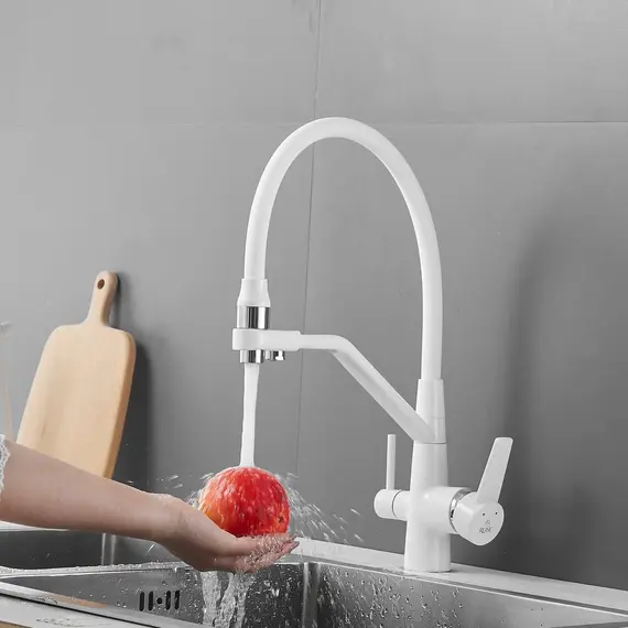 Смеситель для кухни с гибким изливом Rose R558C белый, изображение 2