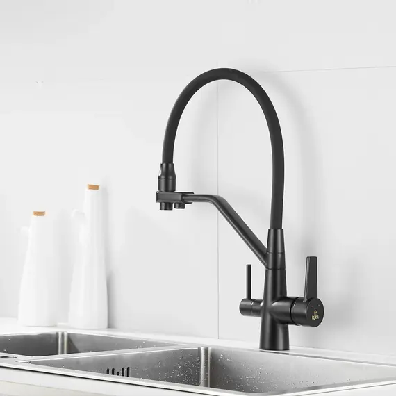 Смеситель для кухни с гибким изливом Rose R558H черный, изображение 6