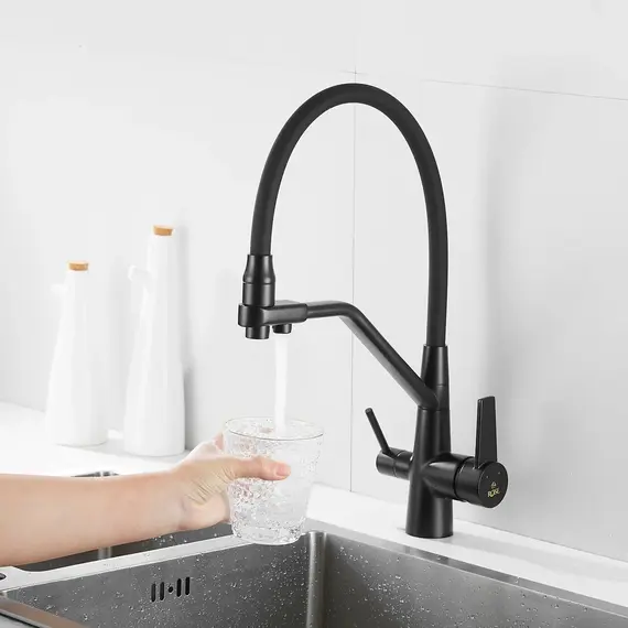 Смеситель для кухни с гибким изливом Rose R558H черный, изображение 15