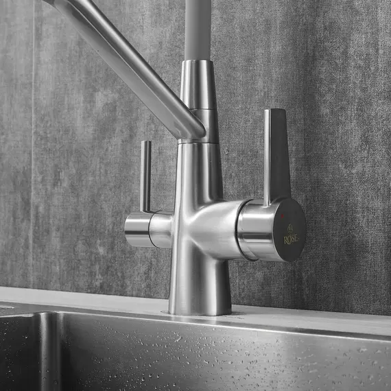 Смеситель для кухни с гибким изливом Rose R558L никель/серый, изображение 16