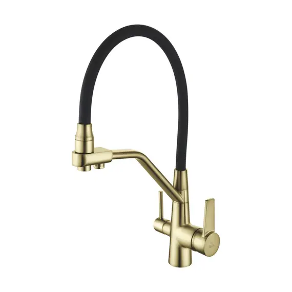 Смеситель для кухни с гибким изливом Rose R558Q бронза/черный