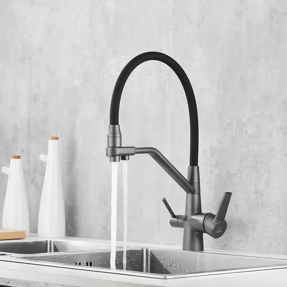 Смеситель для кухни с гибким изливом Rose R558Y темно-серый, изображение 10