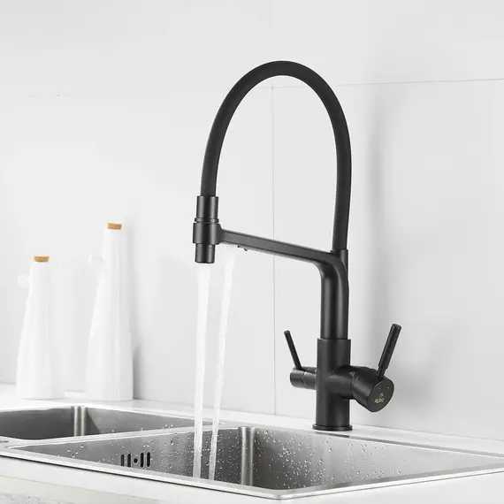 Смеситель для кухни с гибким изливом Rose R658H черный, изображение 17