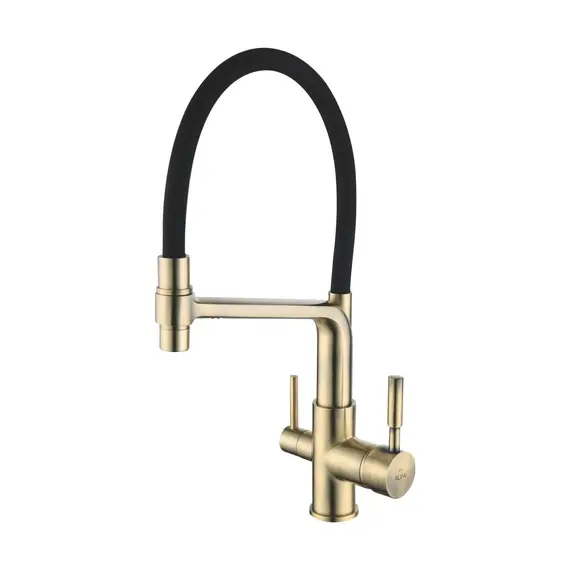 Смеситель для кухни с гибким изливом Rose R658Q бронза/черныйн