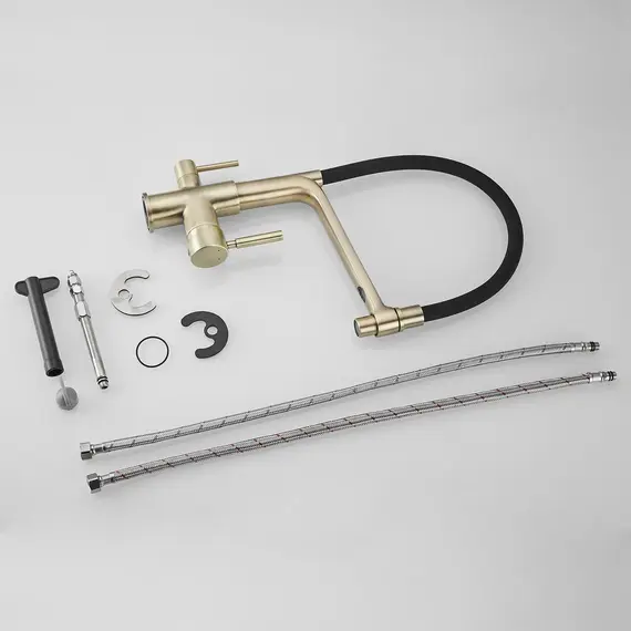 Смеситель для кухни с гибким изливом Rose R658Q бронза/черныйн, изображение 11