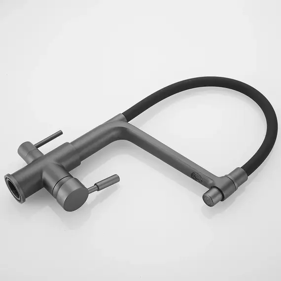 Смеситель для кухни с гибким изливом Rose R658Y темно-серый/черный, изображение 20