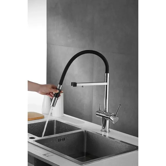 Смеситель для кухни Rose R958 хром с гибким изливом magneto, изображение 5