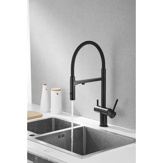 Смеситель для кухни Rose R958H антрацит с гибким изливом magneto, изображение 3