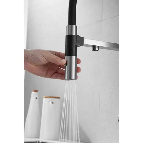 Смеситель для кухни Rose R958L сатин с гибким изливом magneto, изображение 42