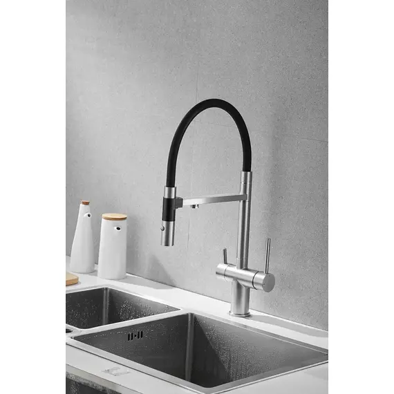 Смеситель для кухни Rose R958L сатин с гибким изливом magneto, изображение 25