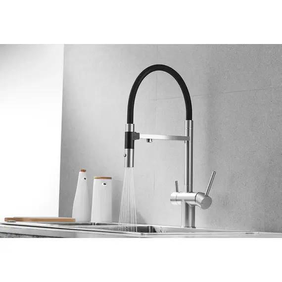 Смеситель для кухни Rose R958L сатин с гибким изливом magneto, изображение 17