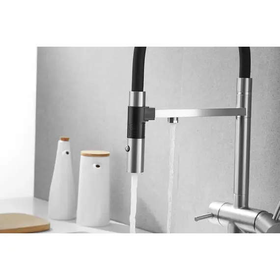 Смеситель для кухни Rose R958L сатин с гибким изливом magneto, изображение 15