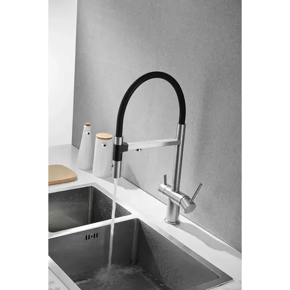 Смеситель для кухни Rose R958L сатин с гибким изливом magneto, изображение 14