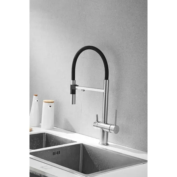 Смеситель для кухни Rose R958L сатин с гибким изливом magneto, изображение 13