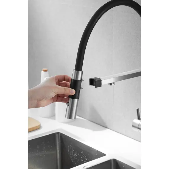 Смеситель для кухни Rose R958L сатин с гибким изливом magneto, изображение 12