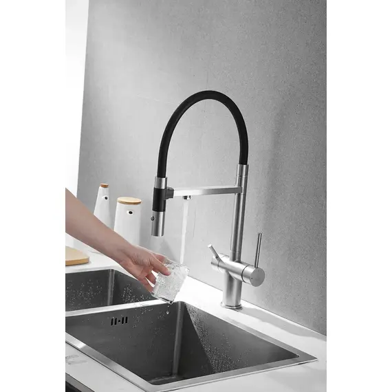 Смеситель для кухни Rose R958L сатин с гибким изливом magneto, изображение 11