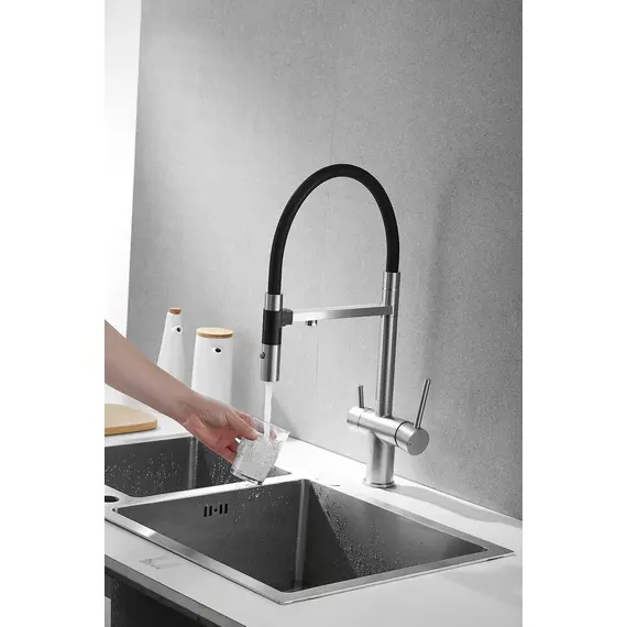 Смеситель для кухни Rose R958L сатин с гибким изливом magneto, изображение 10