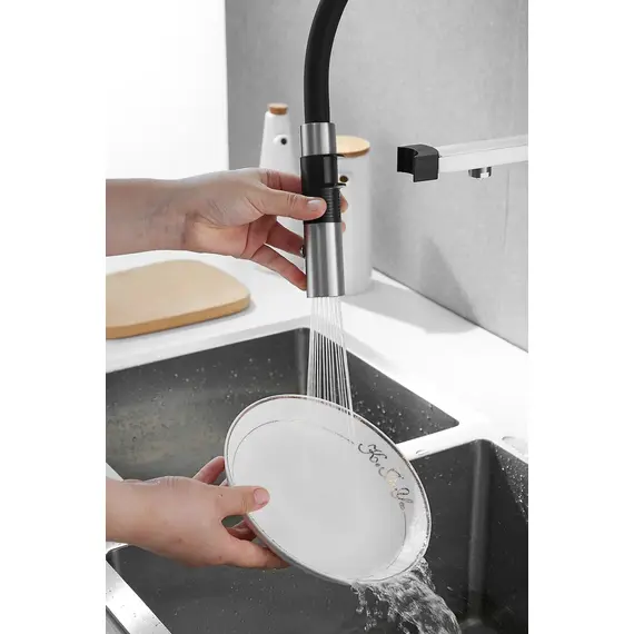 Смеситель для кухни Rose R958L сатин с гибким изливом magneto, изображение 9