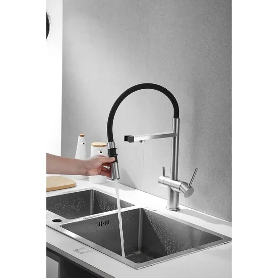 Смеситель для кухни Rose R958L сатин с гибким изливом magneto, изображение 8