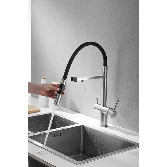 Смеситель для кухни Rose R958L сатин с гибким изливом magneto, изображение 6