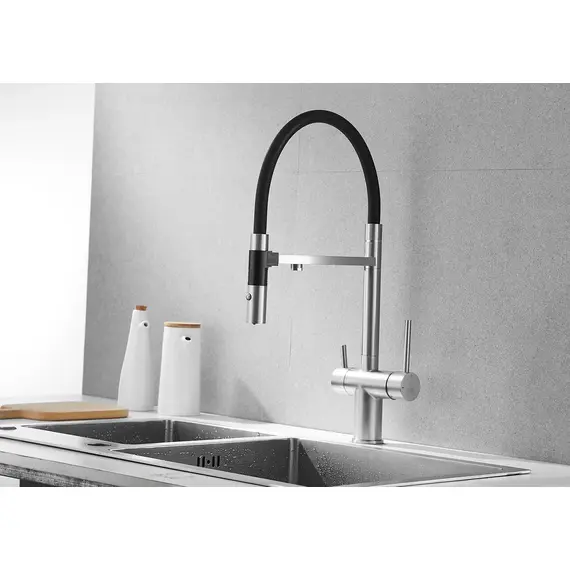 Смеситель для кухни Rose R958L сатин с гибким изливом magneto, изображение 2