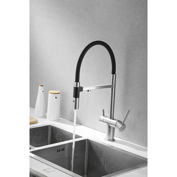 Смеситель для кухни Rose R958L сатин с гибким изливом magneto, изображение 39