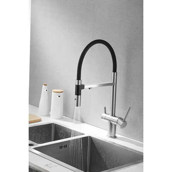 Смеситель для кухни Rose R958L сатин с гибким изливом magneto, изображение 38