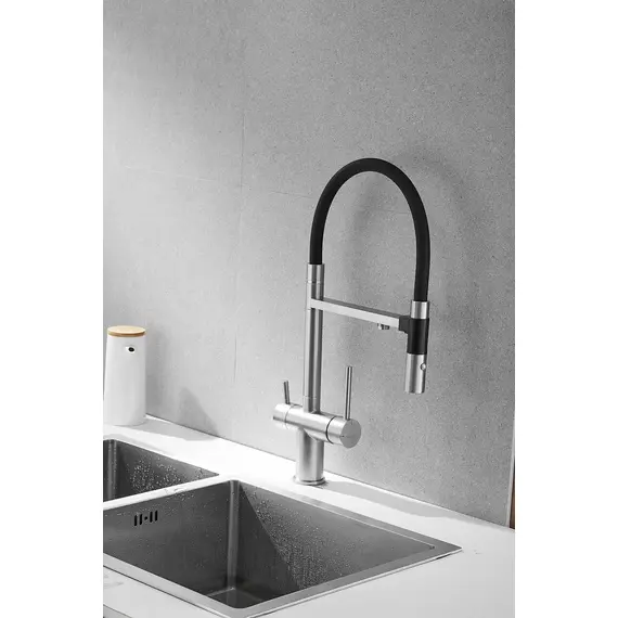 Смеситель для кухни Rose R958L сатин с гибким изливом magneto, изображение 37