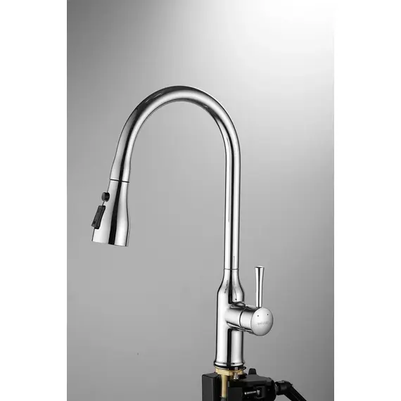Смеситель для кухни с выдвижной лейкой душ Shevanik S163 хром, изображение 34