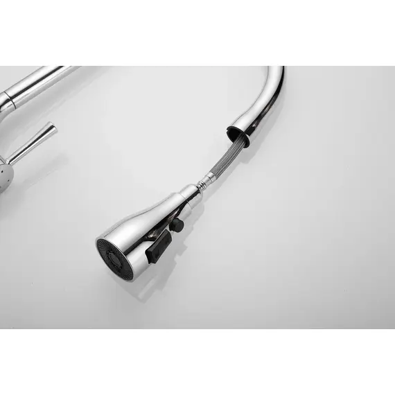 Смеситель для кухни с выдвижной лейкой душ Shevanik S163 хром, изображение 27