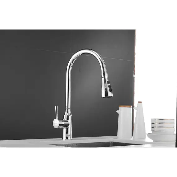 Смеситель для кухни с выдвижной лейкой душ Shevanik S163 хром, изображение 17