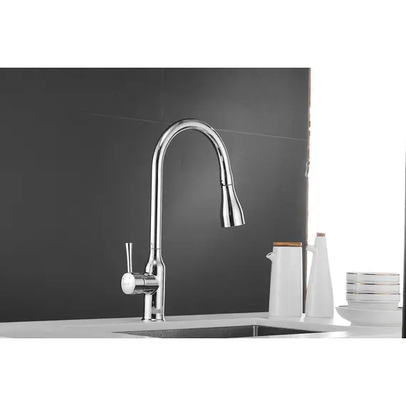 Смеситель для кухни с выдвижной лейкой душ Shevanik S163 хром, изображение 16