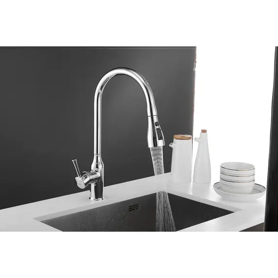 Смеситель для кухни с выдвижной лейкой душ Shevanik S163 хром, изображение 12