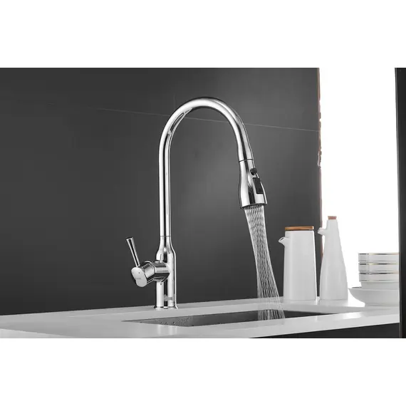 Смеситель для кухни с выдвижной лейкой душ Shevanik S163 хром, изображение 11