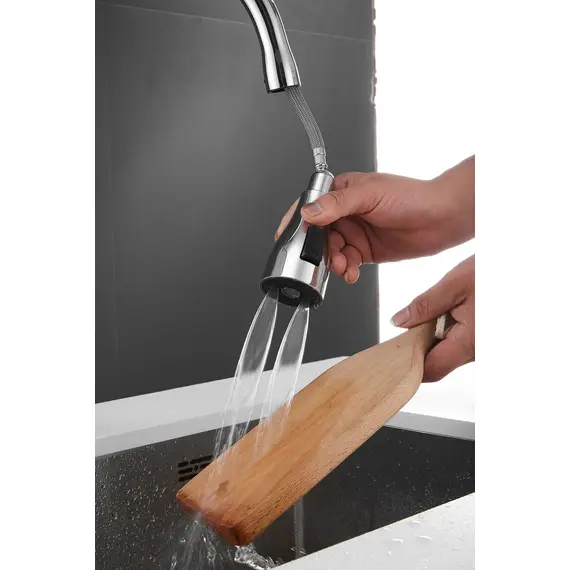 Смеситель для кухни с выдвижной лейкой душ Shevanik S163 хром, изображение 26