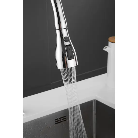 Смеситель для кухни с выдвижной лейкой душ Shevanik S163 хром, изображение 9