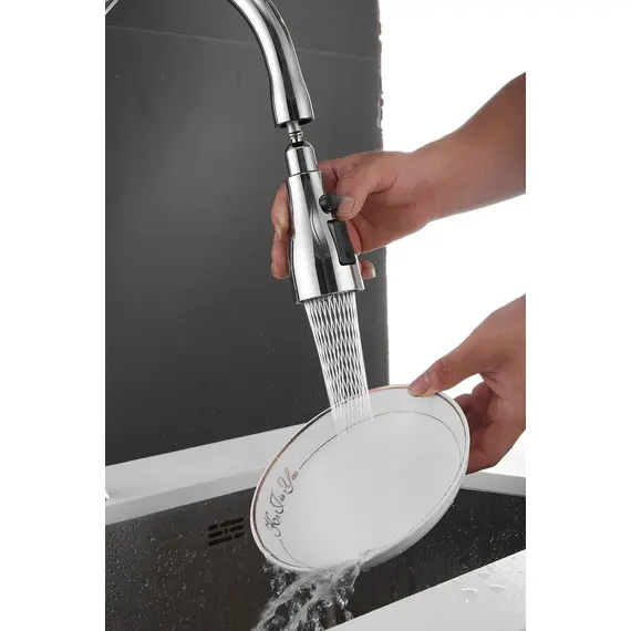 Смеситель для кухни с выдвижной лейкой душ Shevanik S163 хром, изображение 7