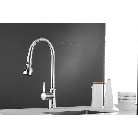 Смеситель для кухни с выдвижной лейкой душ Shevanik S163 хром, изображение 23