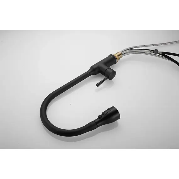 Смеситель для кухни с выдвижной лейкой душ Shevanik S163H черный, изображение 36